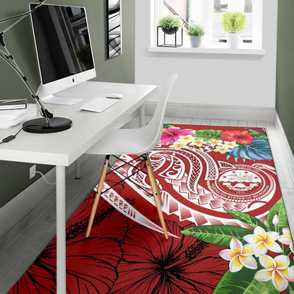 FSM Polynesian Area Rug - Summer Plumeria (Red)
