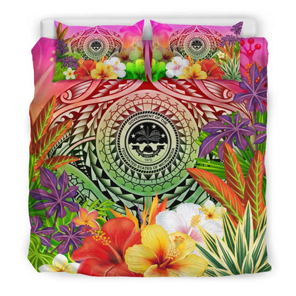 FSM Polynesian Bedding Set - Manta Ray Tropical Flowers