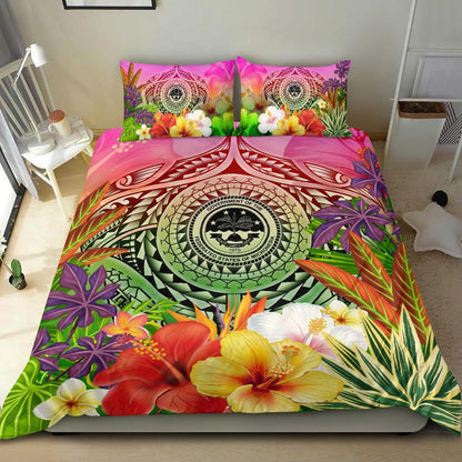 FSM Polynesian Bedding Set - Manta Ray Tropical Flowers