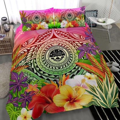 FSM Polynesian Bedding Set - Manta Ray Tropical Flowers