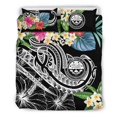 FSM Polynesian Bedding Set - Summer Plumeria (Black)