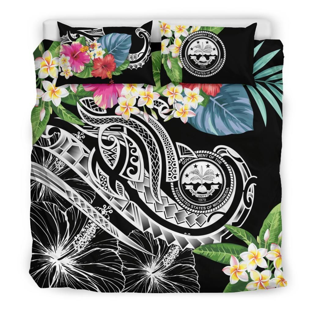 FSM Polynesian Bedding Set - Summer Plumeria (Black)