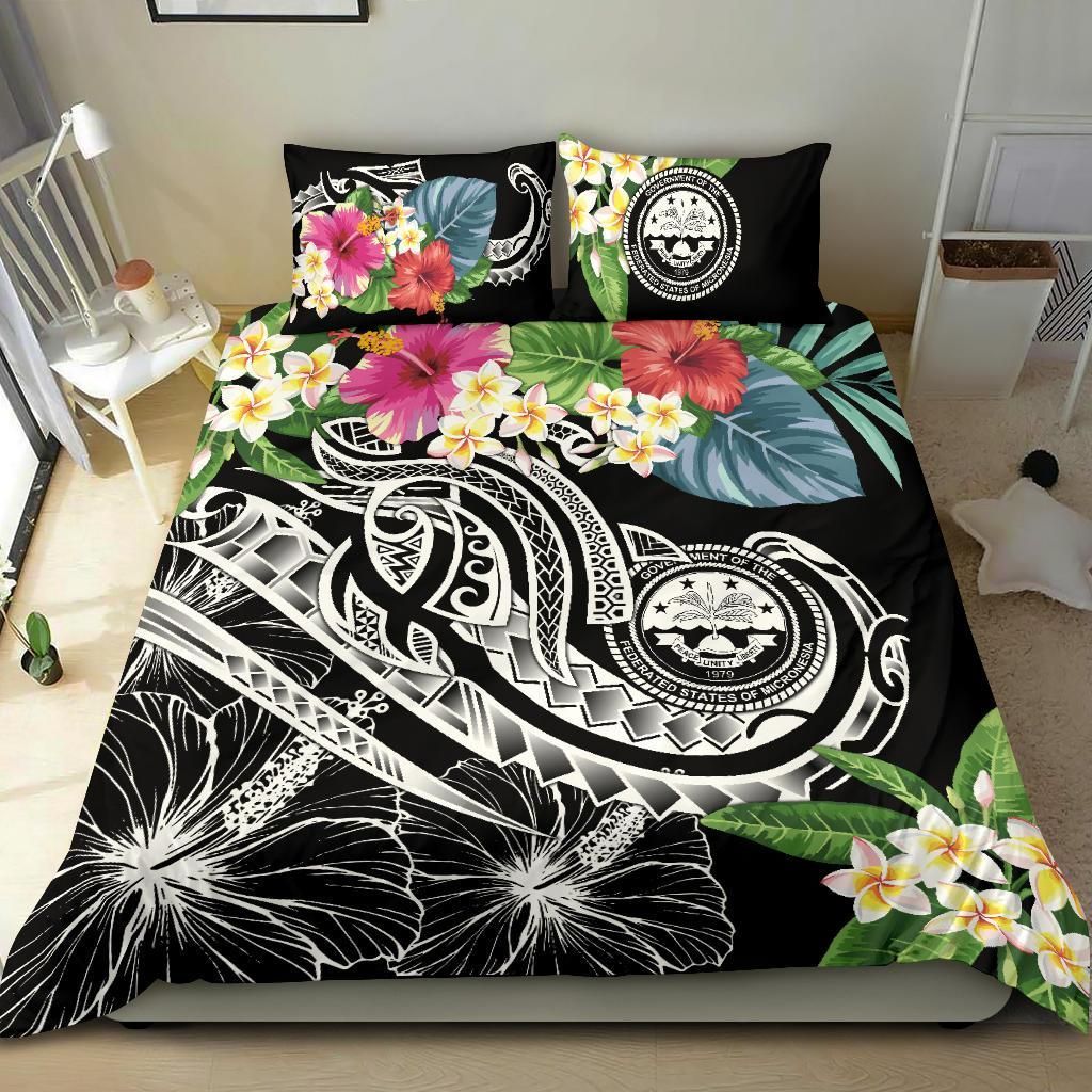 FSM Polynesian Bedding Set - Summer Plumeria (Black)