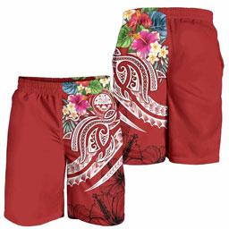 FSM Polynesian Men Shorts - Summer Plumeria (Red)