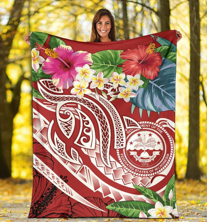 FSM Polynesian Premium Blanket - Summer Plumeria (Red)