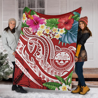 FSM Polynesian Premium Blanket - Summer Plumeria (Red)