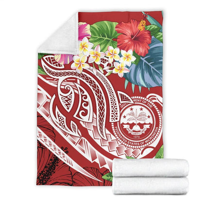 FSM Polynesian Premium Blanket - Summer Plumeria (Red)