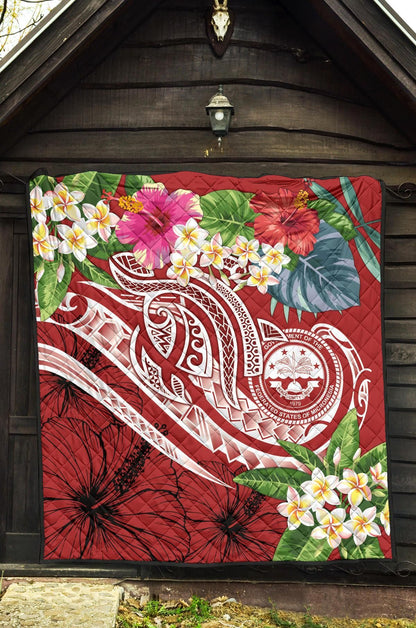 FSM Polynesian Premium Quilt - Summer Plumeria (Red)