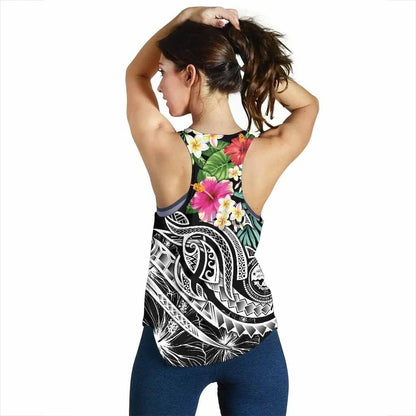 FSM Polynesian Women Racerback Tank - Summer Plumeria (Black)