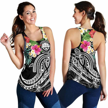 FSM Polynesian Women Racerback Tank - Summer Plumeria (Black)