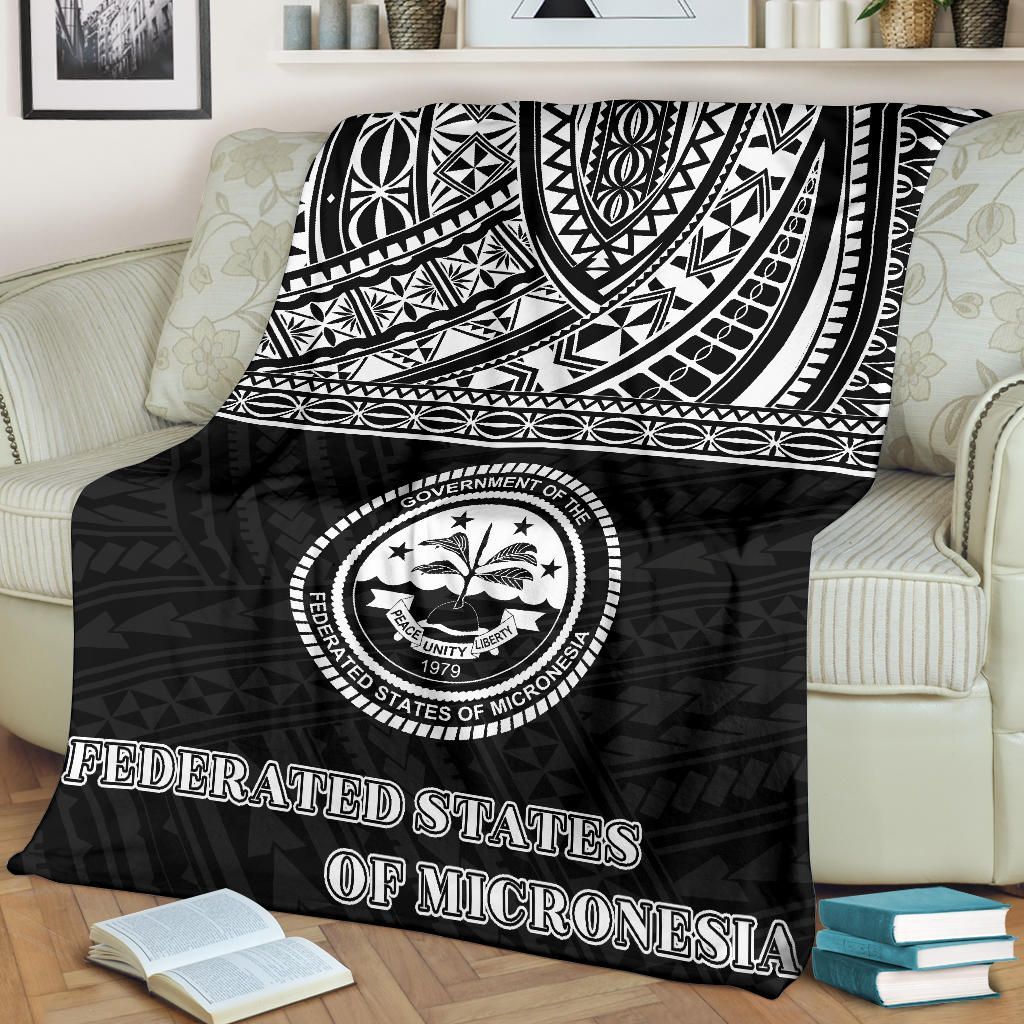 Federated States of Micronesia Premium Blanket - Micronesian Black White Version