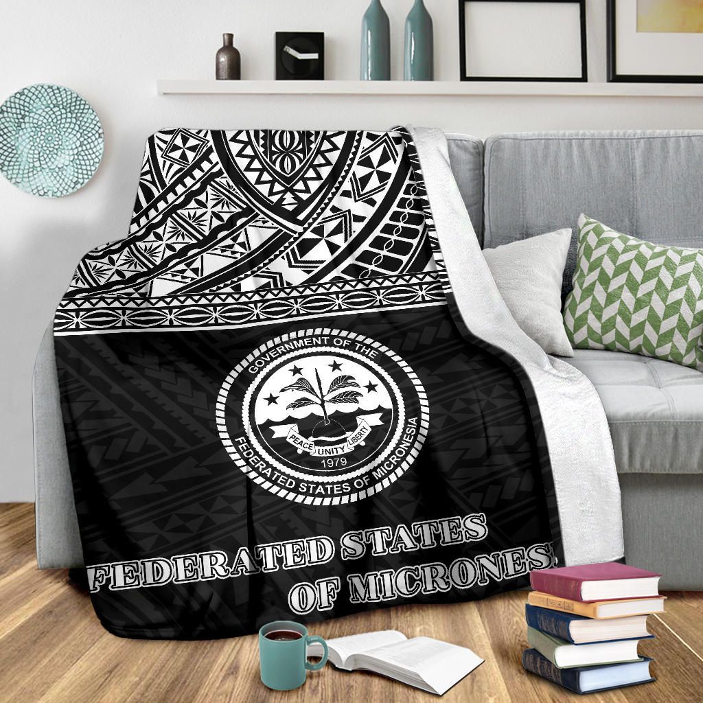 Federated States of Micronesia Premium Blanket - Micronesian Black White Version