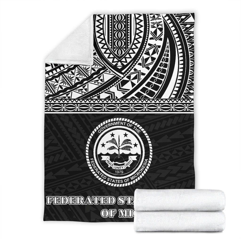 Federated States of Micronesia Premium Blanket - Micronesian Black White Version
