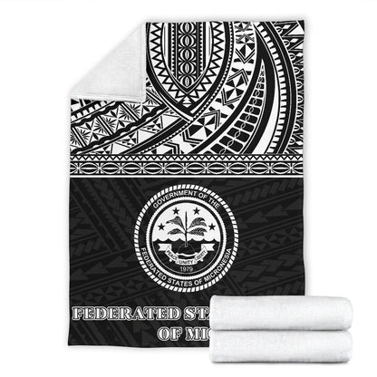 Federated States of Micronesia Premium Blanket - Micronesian Black White Version