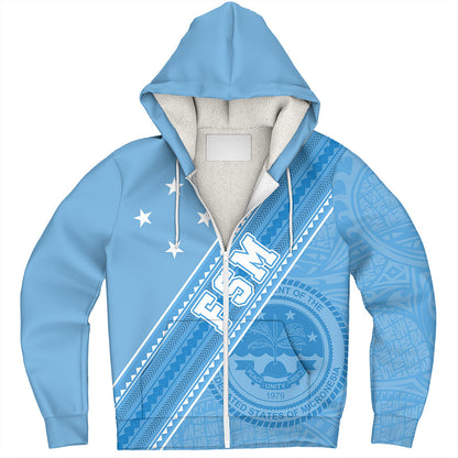 Federated States Of Micronesia Sherpa Hoodie Flag And Coat Of Arms