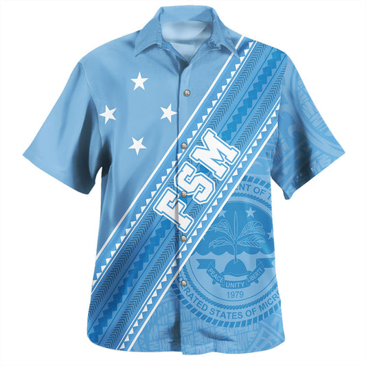 Federated States Of Micronesia Hawaiian Shirt Flag And Coat Of Arms