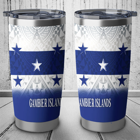 Gambier Islands Flag Color With Traditional Patterns Tumbler