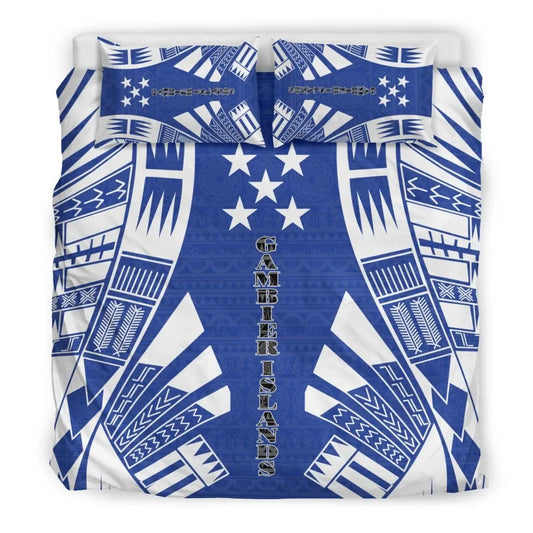 Gambier Islands Duvet Cover Set - Polynesian Tattoo Flag