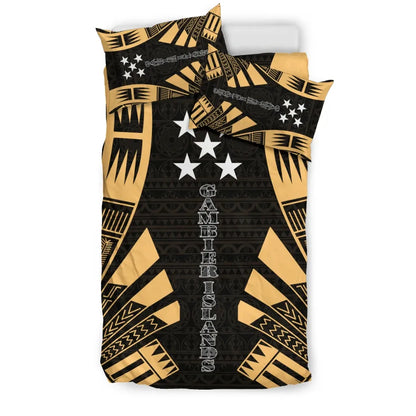 Gambier Islands Duvet Cover Set - Polynesian Tattoo Gold