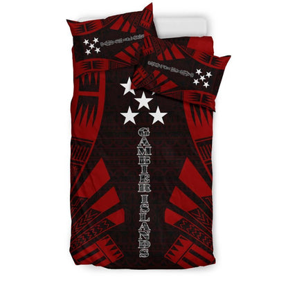 Gambier Islands Duvet Cover Set - Polynesian Tattoo Red