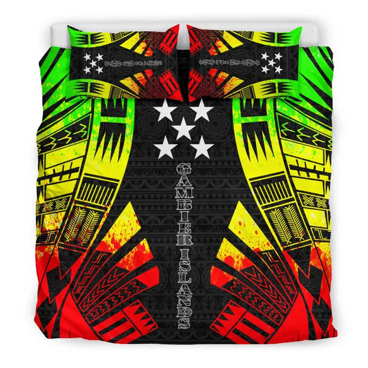 Gambier Islands Duvet Cover Set - Polynesian Tattoo Reggae