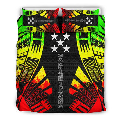 Gambier Islands Duvet Cover Set - Polynesian Tattoo Reggae