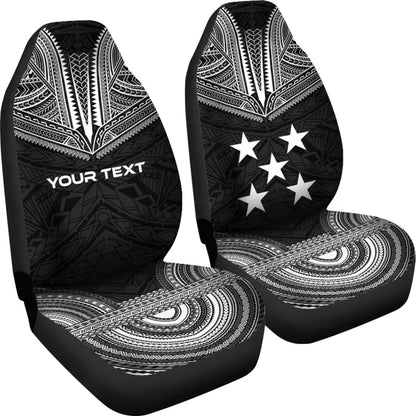 Gambier Islands Custom Personalised Car Seat Cover - Gambier Islands Flag Polynesian Chief Tattoo Black Version
