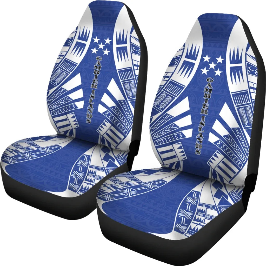 Gambier Islands Car Seat Covers - Gambier Islands Flag Polynesian Tattoo Flag