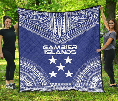 Gambier Islands Premium Quilt - Gambier Islands Flag Polynesian Chief lueag Version