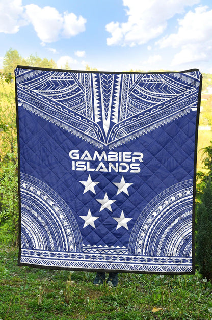 Gambier Islands Premium Quilt - Gambier Islands Flag Polynesian Chief lueag Version