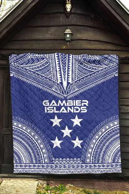 Gambier Islands Premium Quilt - Gambier Islands Flag Polynesian Chief lueag Version