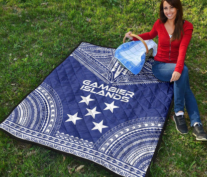Gambier Islands Premium Quilt - Gambier Islands Flag Polynesian Chief lueag Version