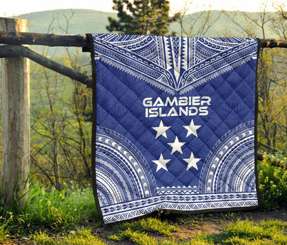 Gambier Islands Premium Quilt - Gambier Islands Flag Polynesian Chief lueag Version
