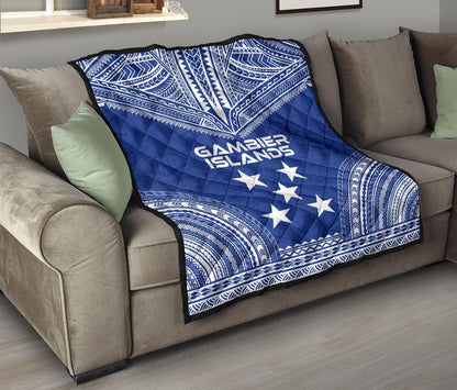 Gambier Islands Premium Quilt - Gambier Islands Flag Polynesian Chief lueag Version