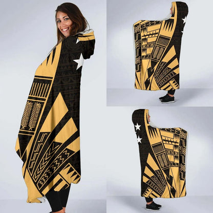 Gambier Islands Hooded Blanket - Polynesian Tattoo Gold