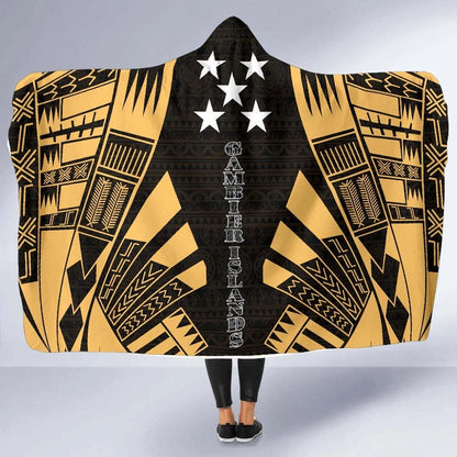 Gambier Islands Hooded Blanket - Polynesian Tattoo Gold