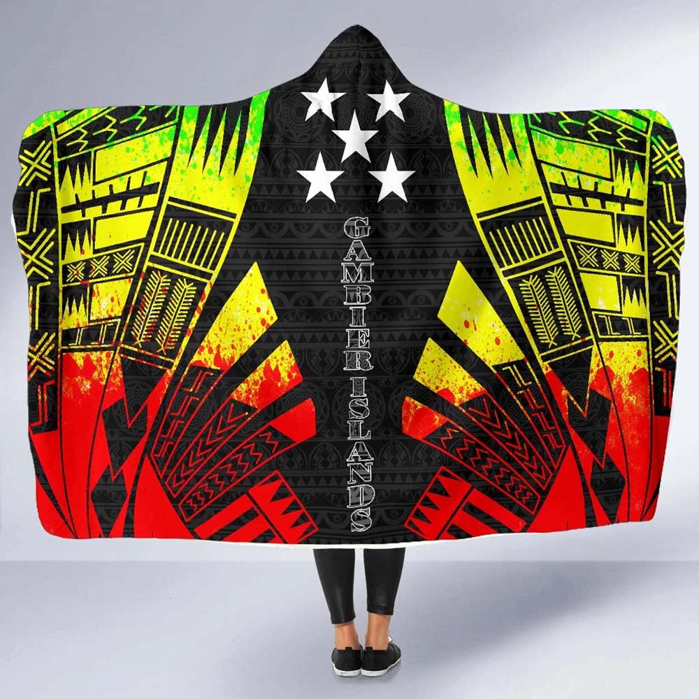 Gambier Islands Hooded Blanket - Polynesian Tattoo Reggae