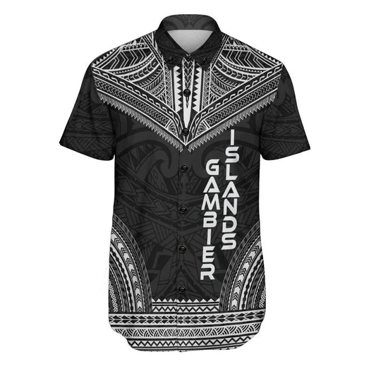Gambier Islands Polynesian Chief Short Sleeve Shirt - Black Version