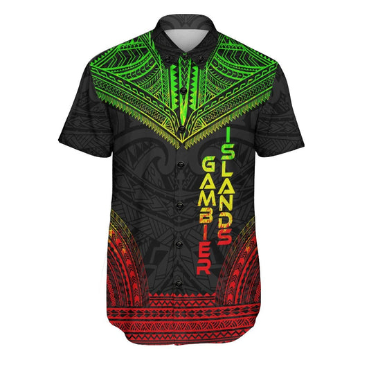 Gambier Islands Polynesian Chief Short Sleeve Shirt - Reggae Version
