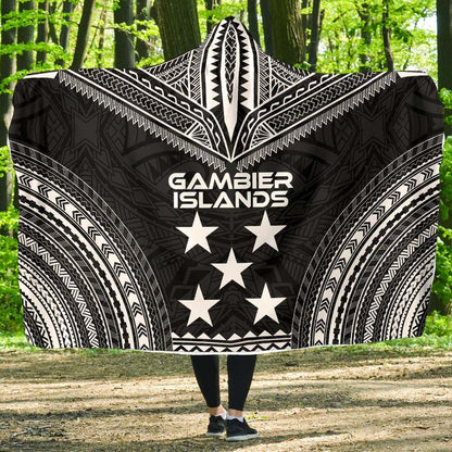 Gambier Islands Polynesian Chief Hooded Blanket - Black Version
