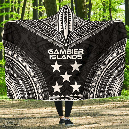 Gambier Islands Polynesian Chief Hooded Blanket - Black Version