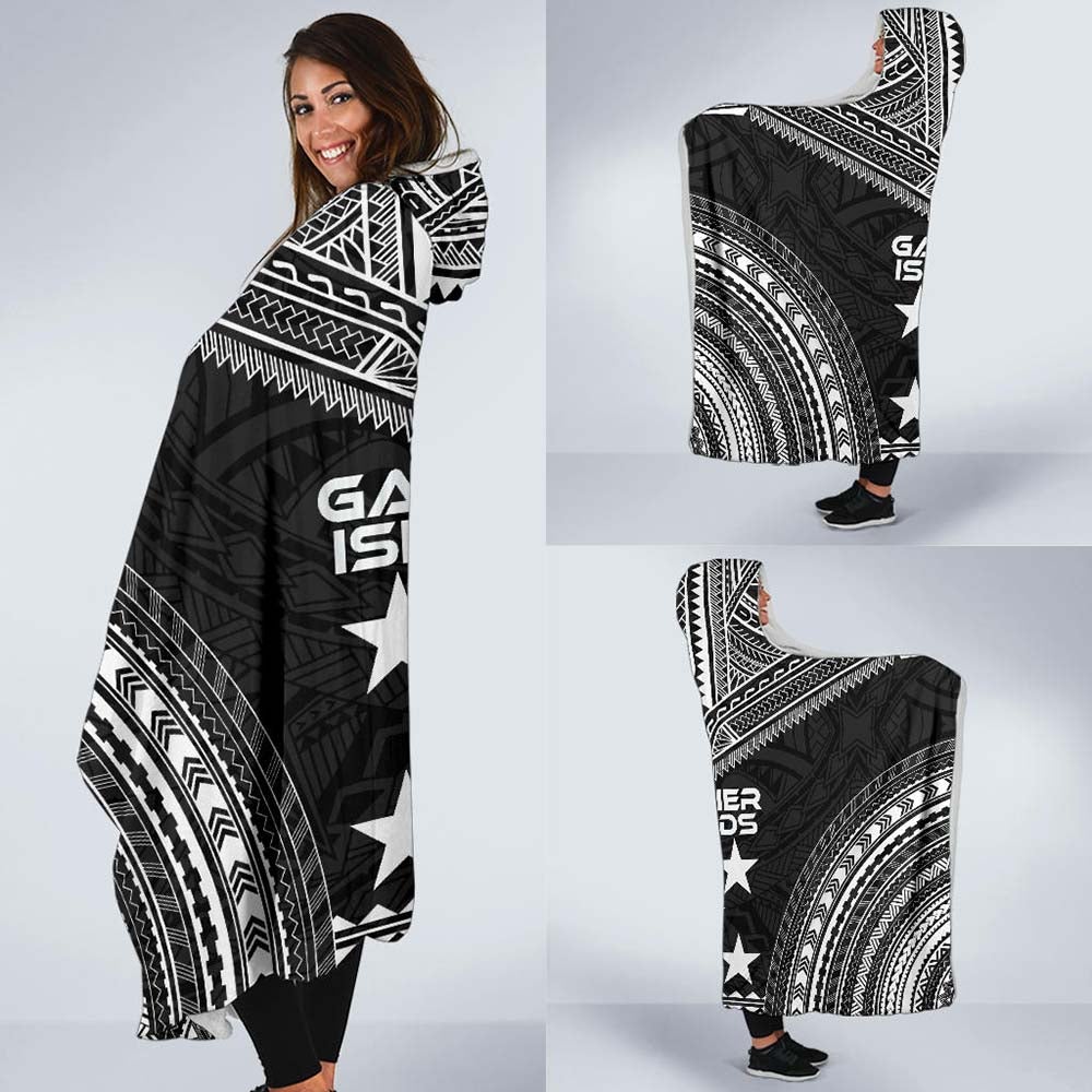 Gambier Islands Polynesian Chief Hooded Blanket - Black Version