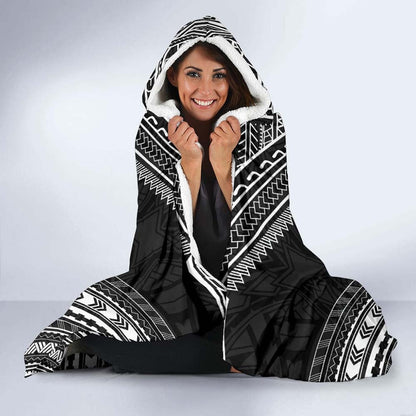 Gambier Islands Polynesian Chief Hooded Blanket - Black Version