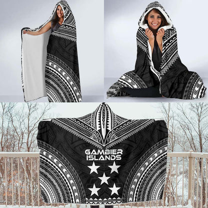 Gambier Islands Polynesian Chief Hooded Blanket - Black Version