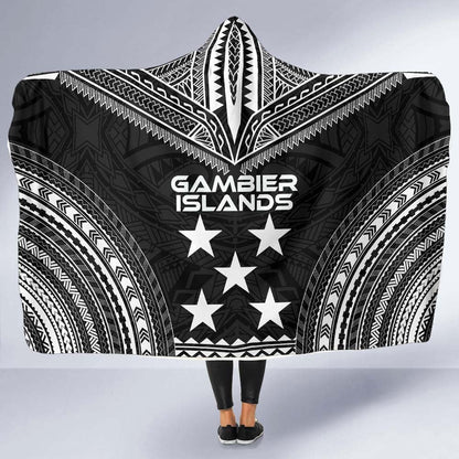 Gambier Islands Polynesian Chief Hooded Blanket - Black Version
