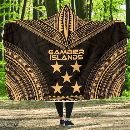 Gambier Islands Polynesian Chief Hooded Blanket - Gold Version