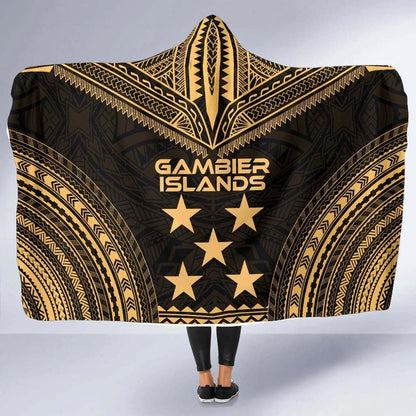 Gambier Islands Polynesian Chief Hooded Blanket - Gold Version