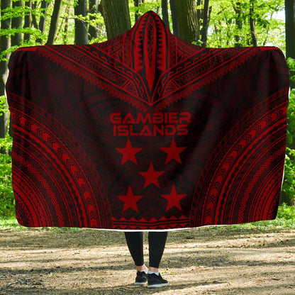 Gambier Islands Polynesian Chief Hooded Blanket - Red Version