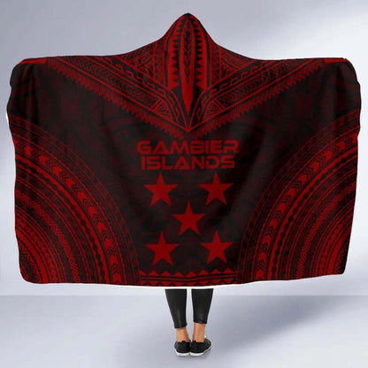 Gambier Islands Polynesian Chief Hooded Blanket - Red Version