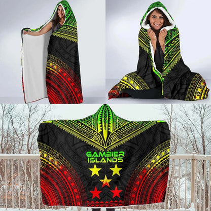 Gambier Islands Polynesian Chief Hooded Blanket - Reggae Version